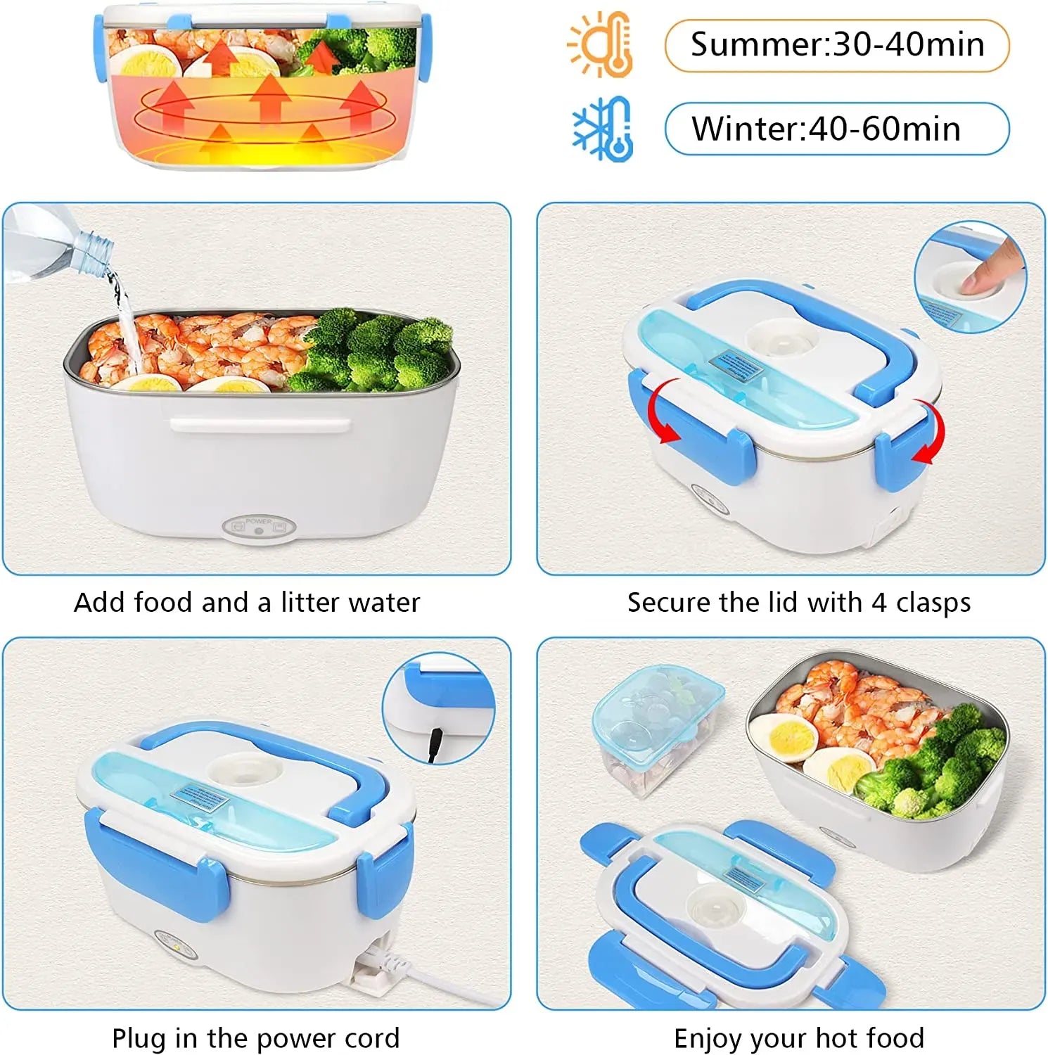 🔥 Electric Heating Lunch Box – Portable Food Warmer for Car & Office 🍱⚡