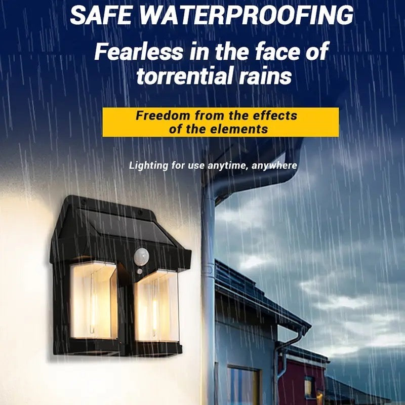 🌞 Motion Sensor Solar Wall Light – Warm LED Outdoor Lamp