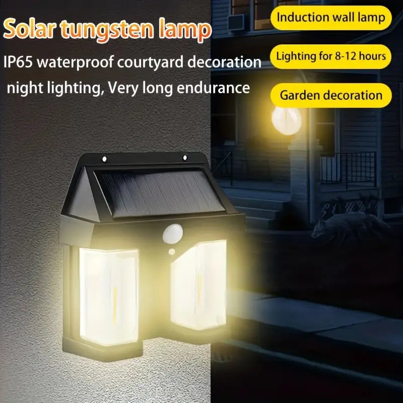 🌞 Motion Sensor Solar Wall Light – Warm LED Outdoor Lamp
